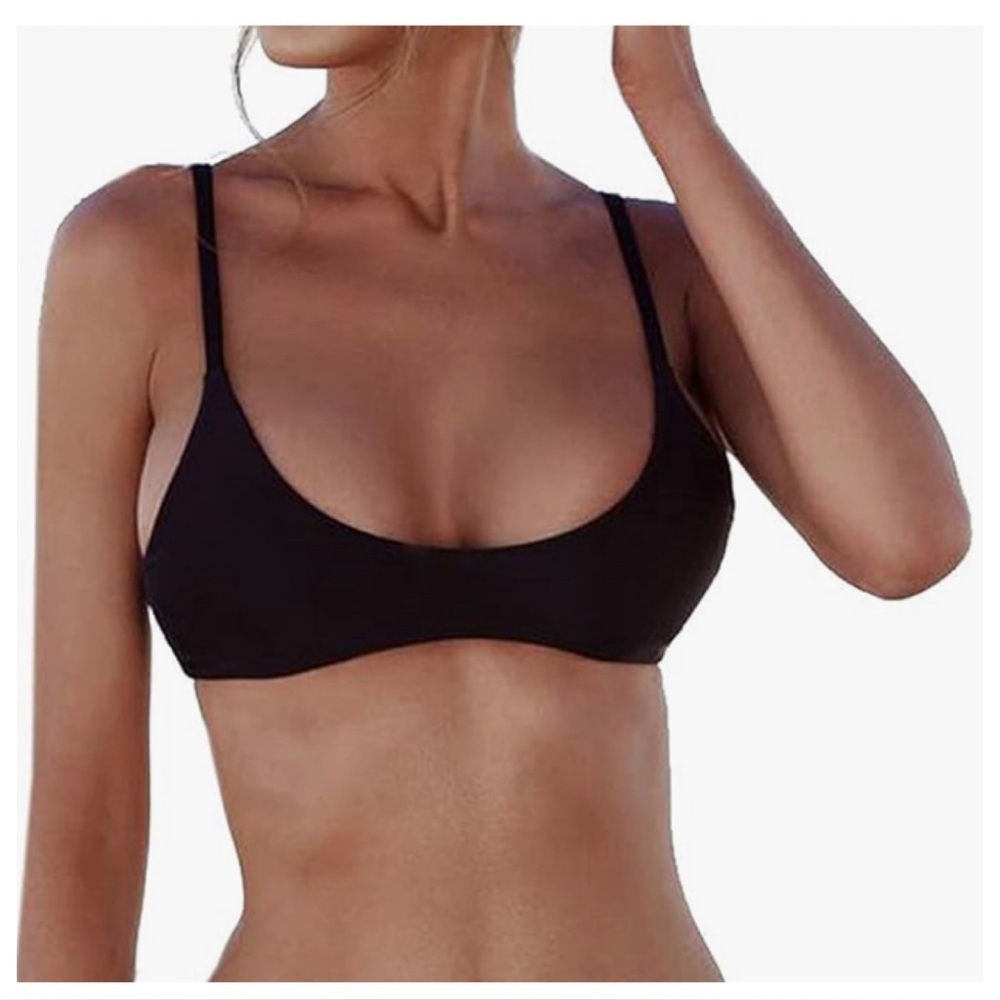 NWT SherryDC Black Swim Bikini Top Medium